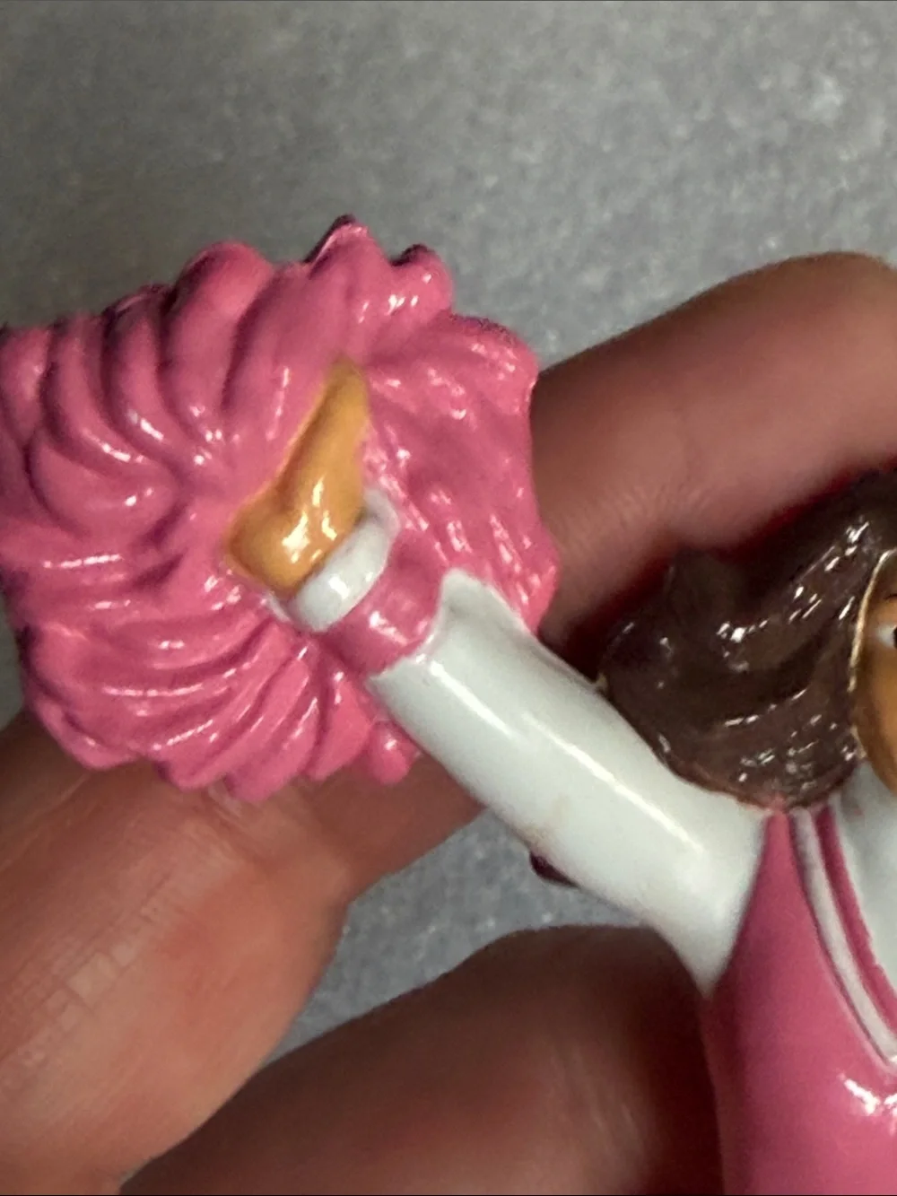 Bakery crafts 1998 Pink Cheerleader Figurine Pom Poms Cake Topper or Display PVC